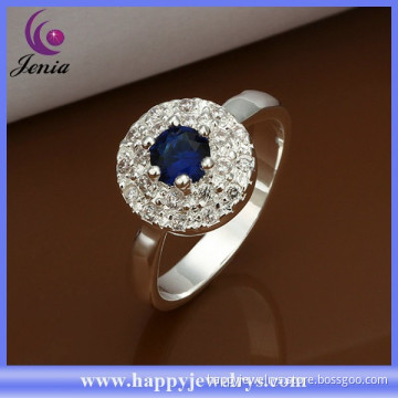New model big blue zircon stone ring hot selling high quality custom ring (CR369)